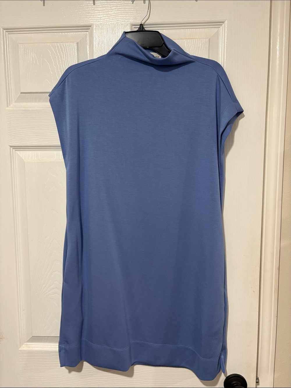 Sleeveless Mock Neck Shift Dress - Blue